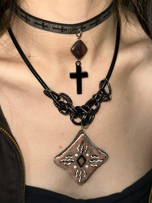 Punk Ceramic Pendant Necklace