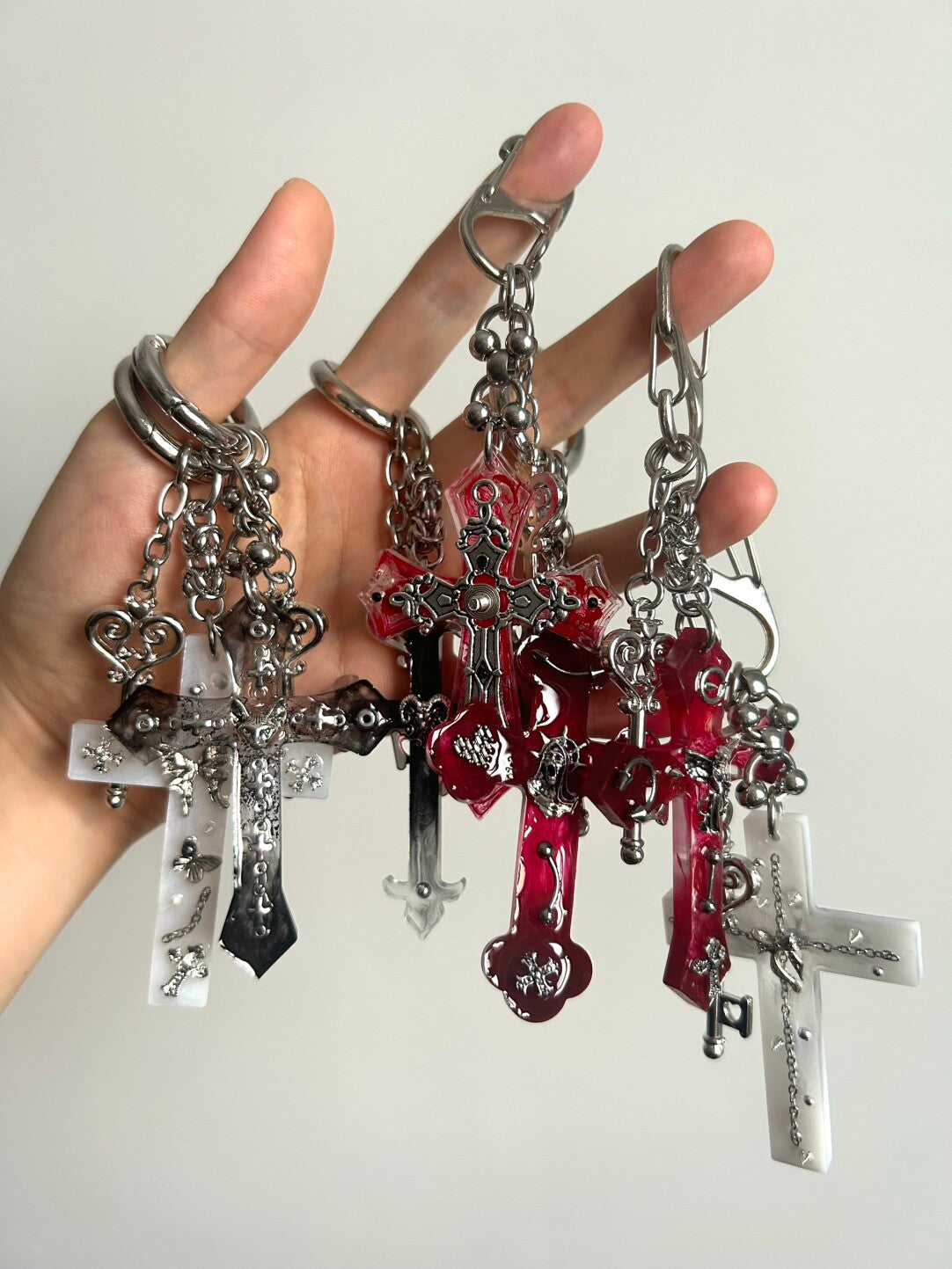 Punk Metal Cross Bag Charm Necklace | Phone Holders/Stands/Charm | Three Fleas