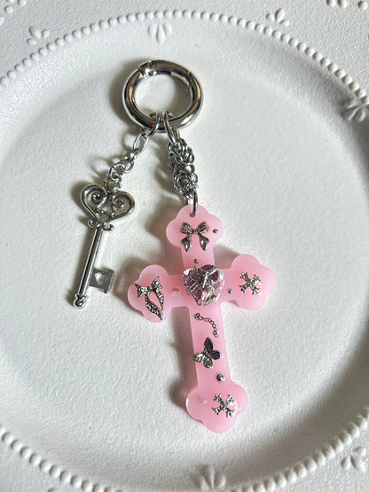 Punk Metal Cross Bag Charm Necklace | Phone Holders/Stands/Charm | Three Fleas