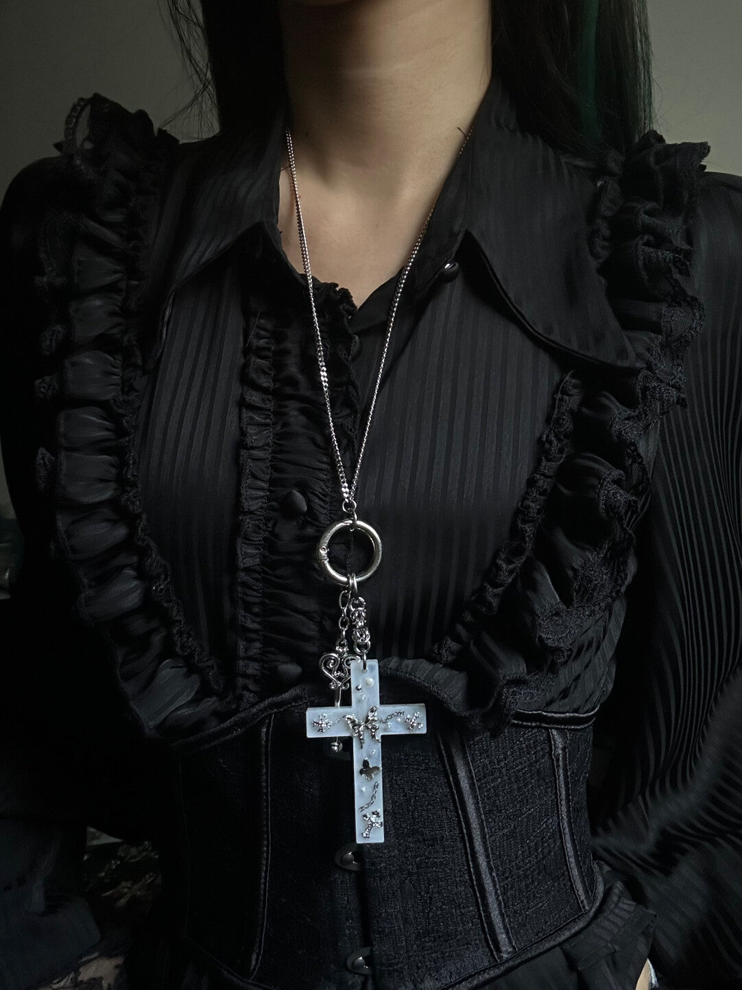 Punk Metal Cross Bag Charm Necklace | Phone Holders/Stands/Charm | Three Fleas