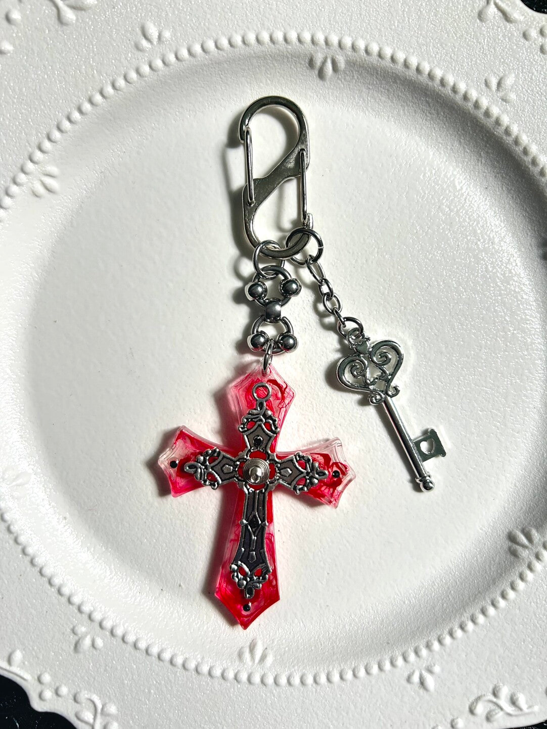 Punk Metal Cross Bag Charm Necklace | Phone Holders/Stands/Charm | Three Fleas