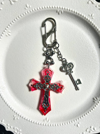 Punk Metal Cross Bag Charm Necklace | Phone Holders/Stands/Charm | Three Fleas