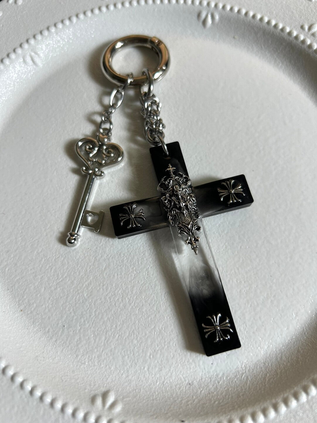 Punk Metal Cross Bag Charm Necklace | Phone Holders/Stands/Charm | Three Fleas
