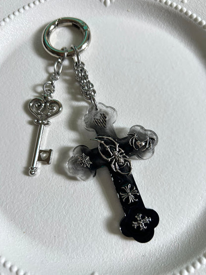 Punk Metal Cross Bag Charm Necklace | Phone Holders/Stands/Charm | Three Fleas