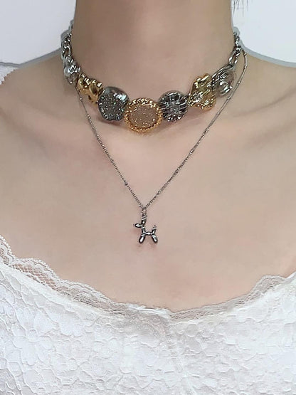 Puppy Pendant Double Layered Choker