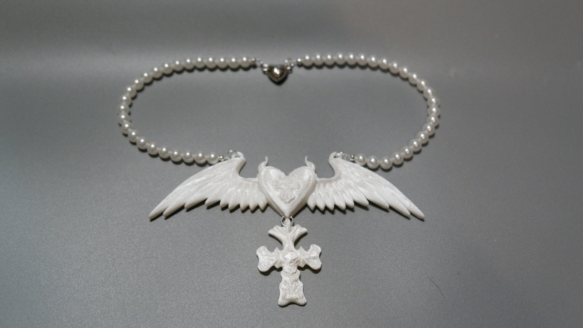 Pure White Pearl Angel 3D-Printed Choker