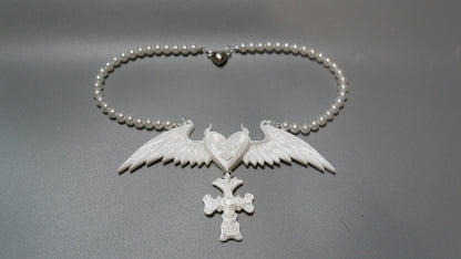 Pure White Pearl Angel 3D-Printed Choker