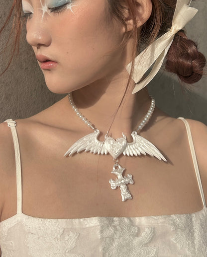 Pure White Pearl Angel 3D-Printed Choker