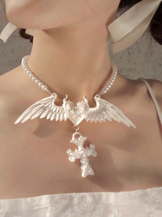 Pure White Pearl Angel 3D-Printed Choker
