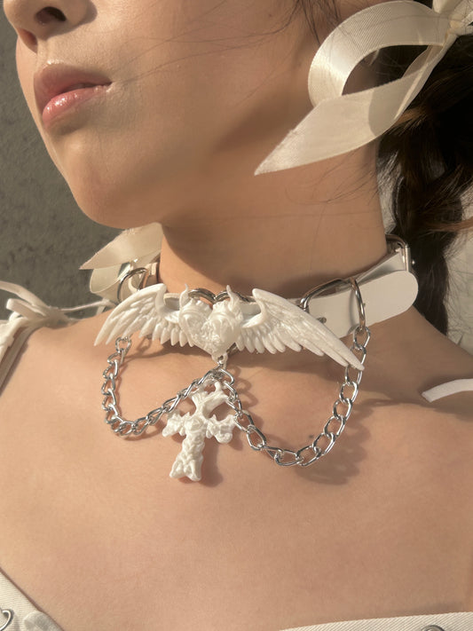 Pure White Punk Angel 3D-Printed Choker