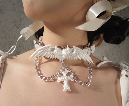 Pure White Punk Angel 3D-Printed Choker