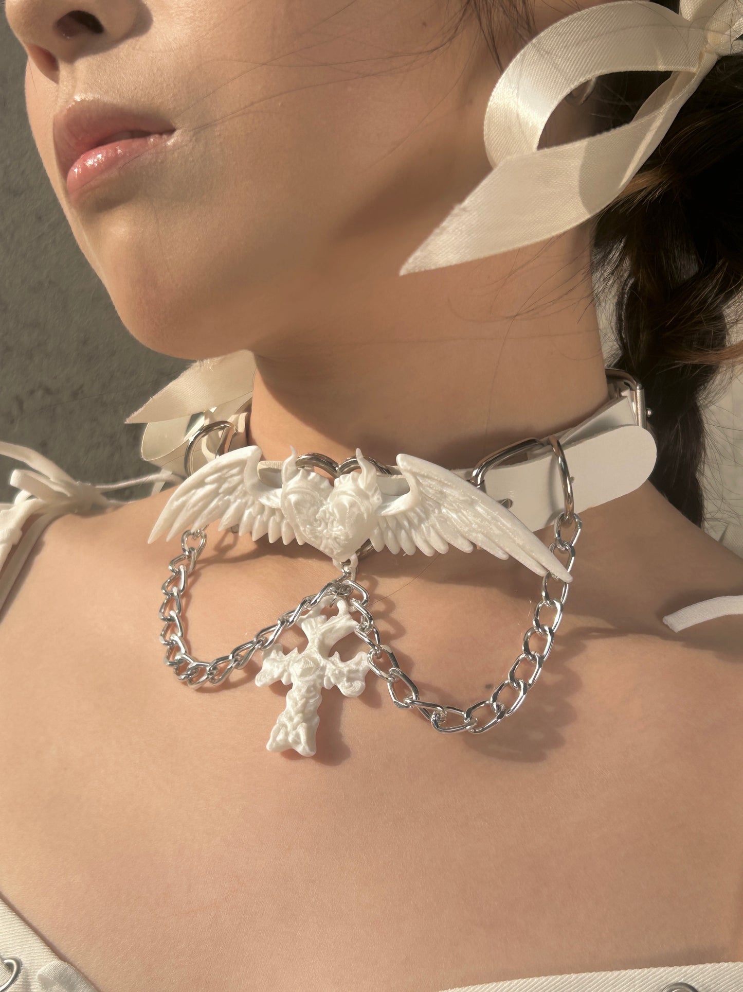 Pure White Punk Angel 3D-Printed Choker