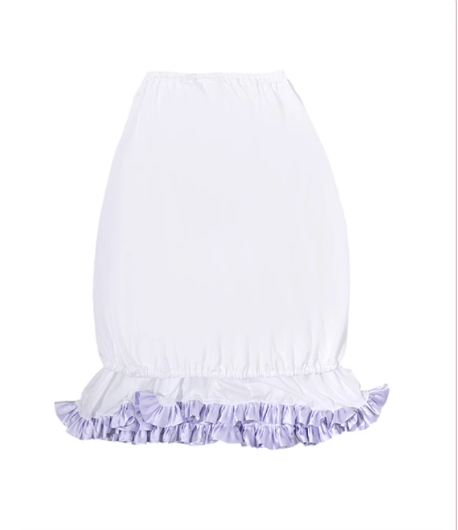 Purple Bow Ruffled Double-Layer Skirt
