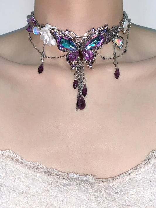 Purple Butterfly Dream Tassel Necklace Waist Chain