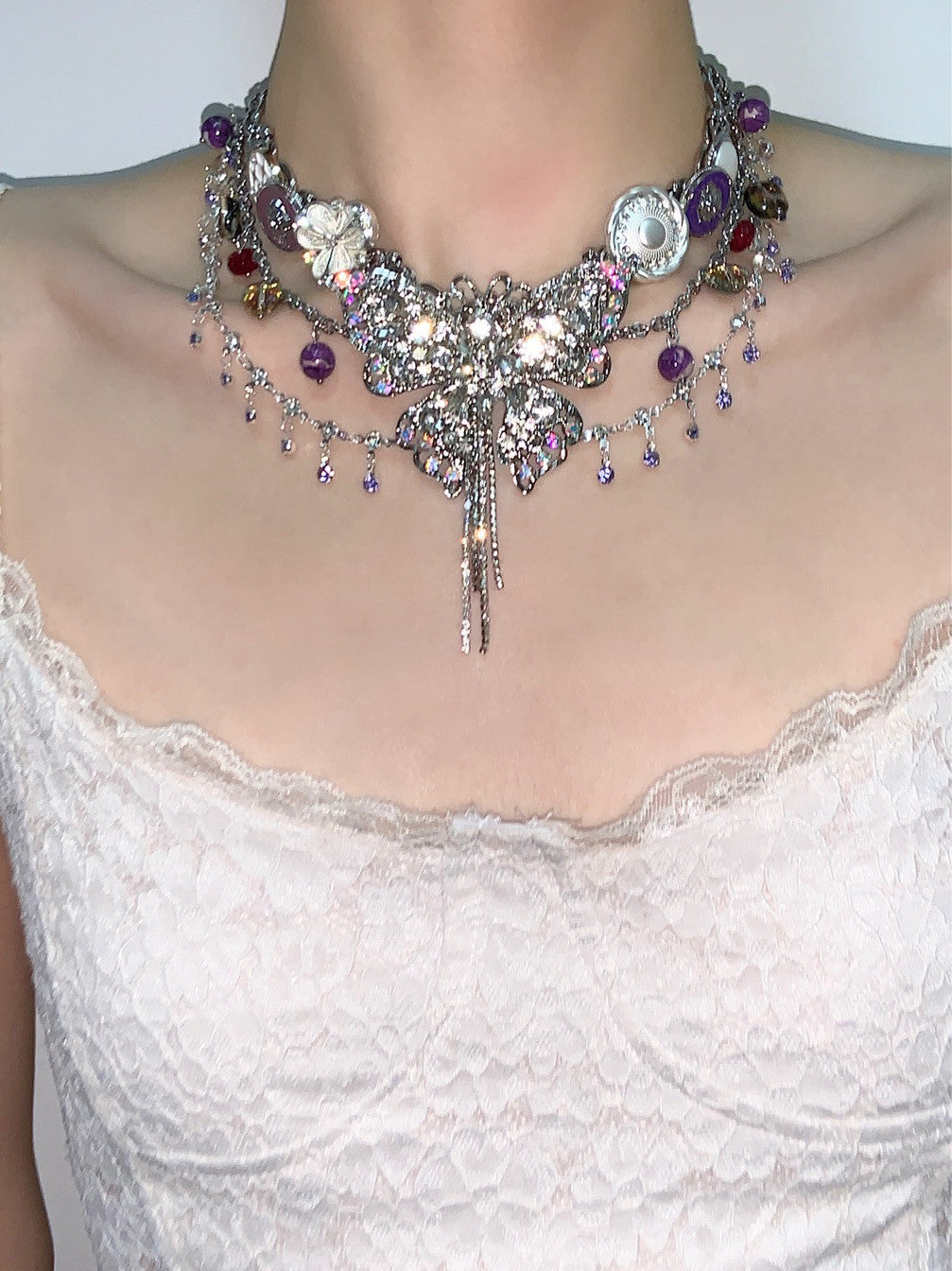 Purple Butterfly Dream Tassel Necklace Waist Chain
