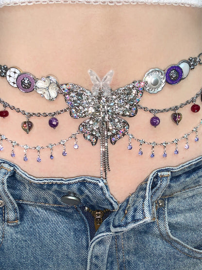 Purple Butterfly Dream Tassel Necklace Waist Chain