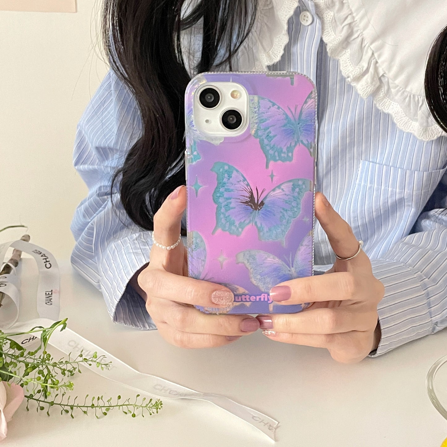 Purple Butterfly Laser Phone Case