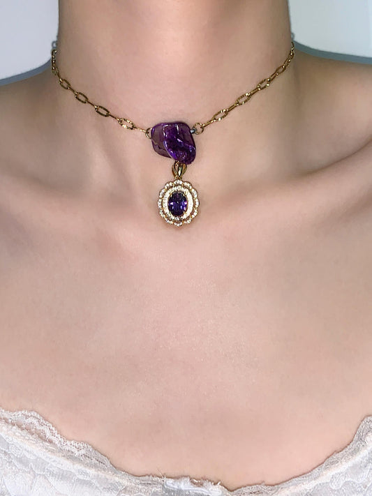 Purple Buttons Choker Necklace