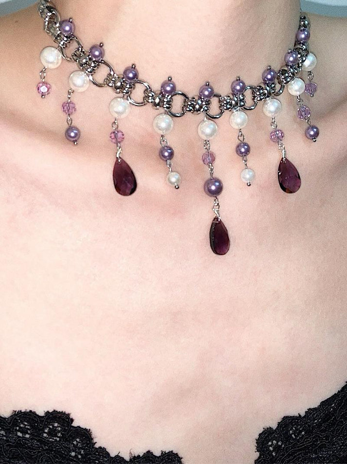Purple Beaded Choker with Charms main image 1