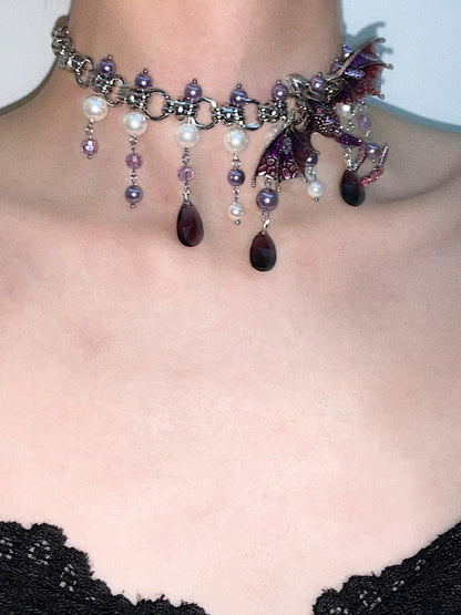 Purple Dragon Pearl Beaded Choker