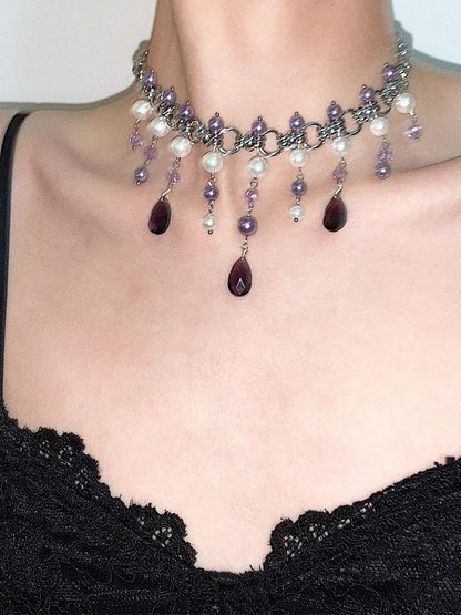 Purple Dragon Pearl Beaded Choker