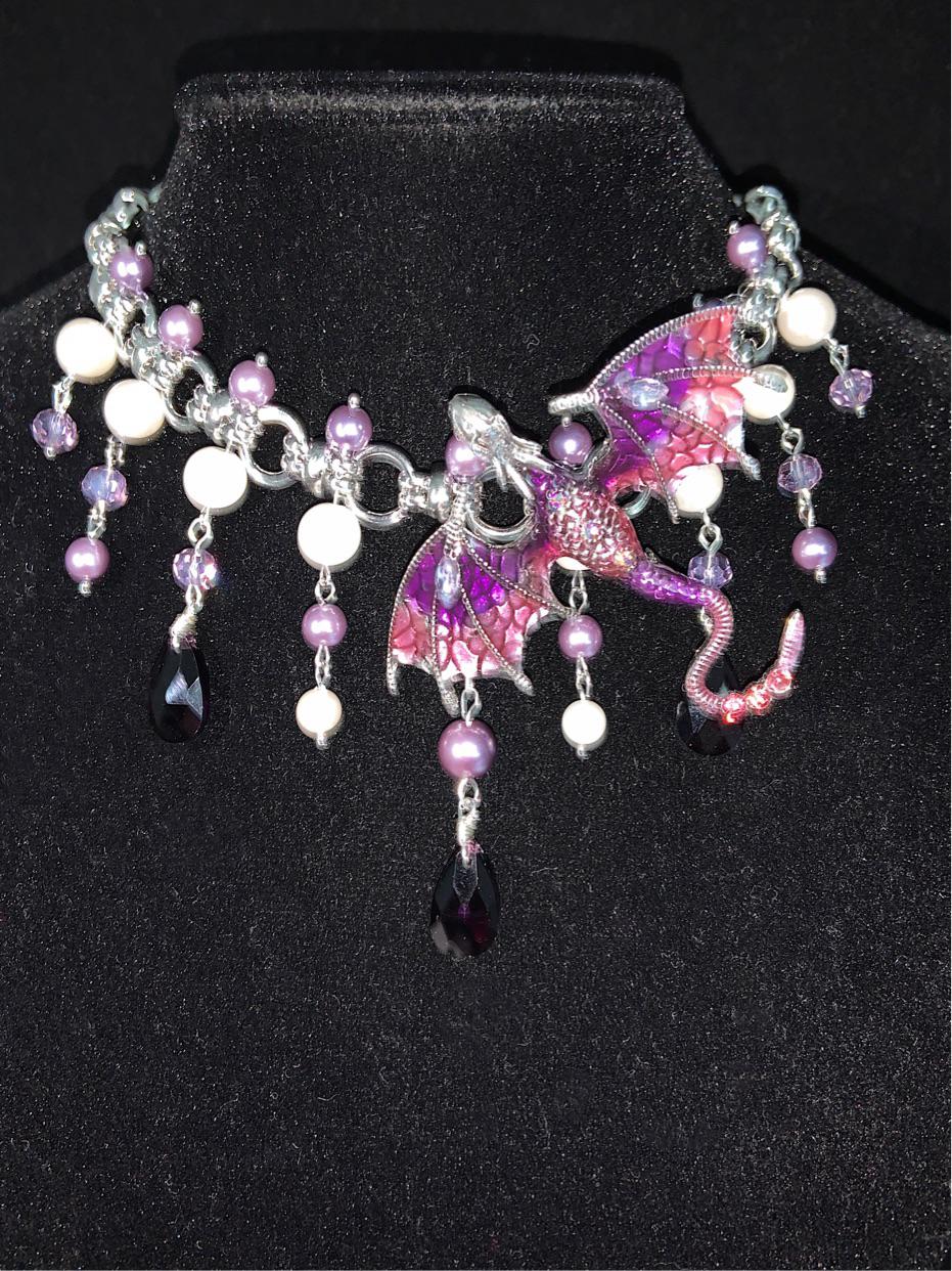 Purple Dragon Pearl Beaded Choker