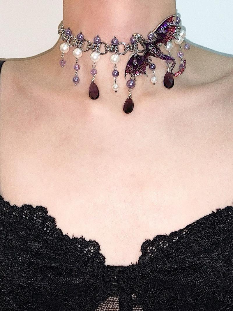 Purple Dragon Pearl Beaded Choker