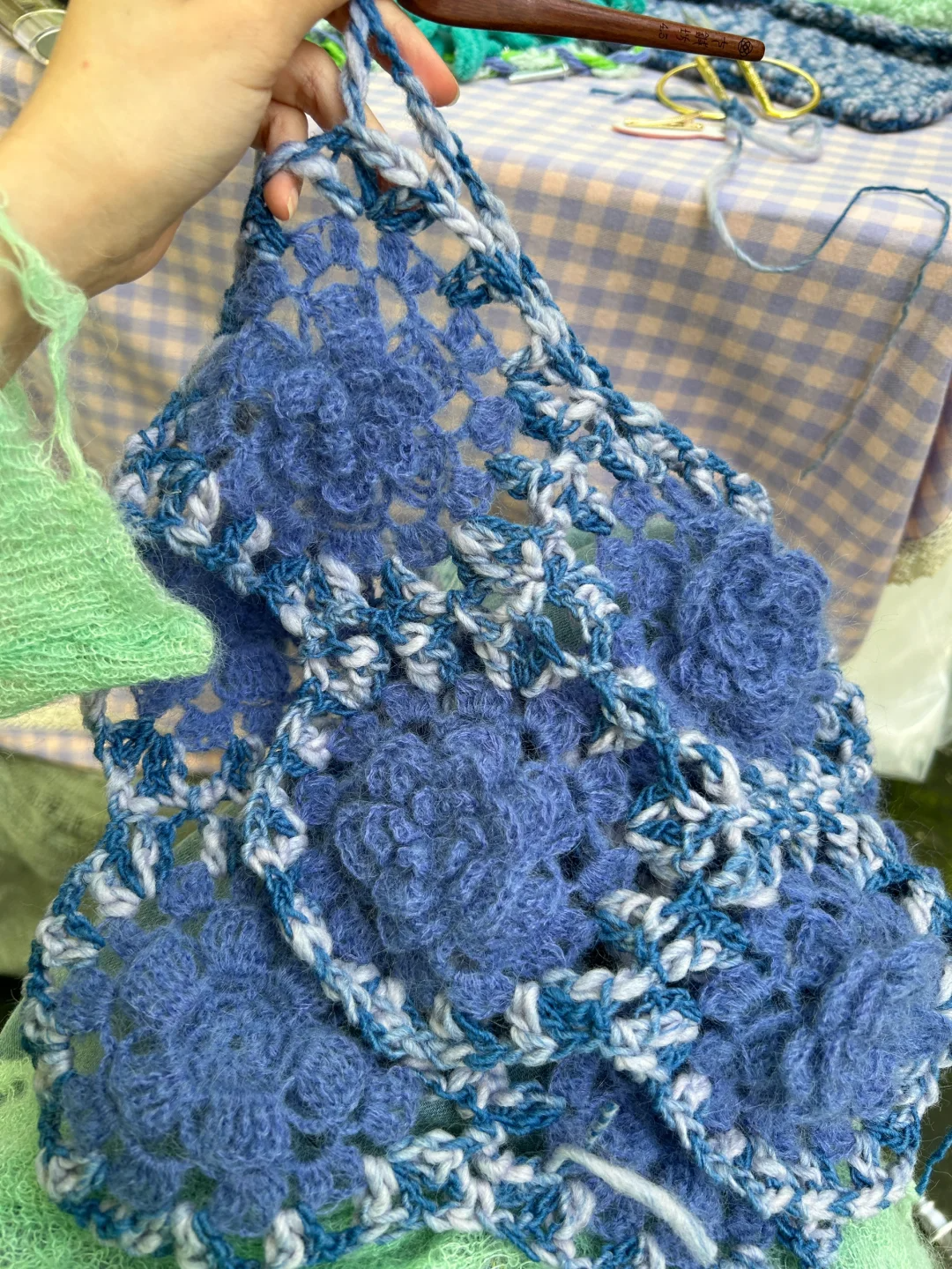 Purple Flower Tassel Handmade Crochet Top