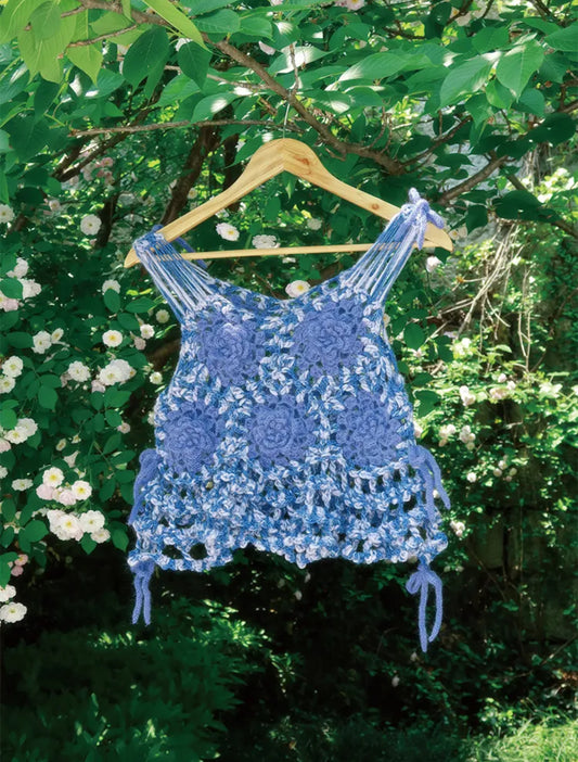 Purple Flower Tassel Handmade Crochet Top
