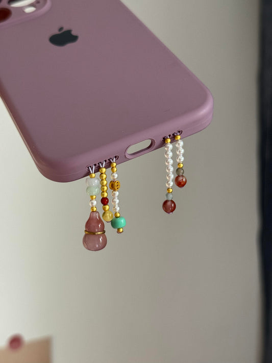 Purple Gourd Pearl Beaded Pendant With Phone Case
