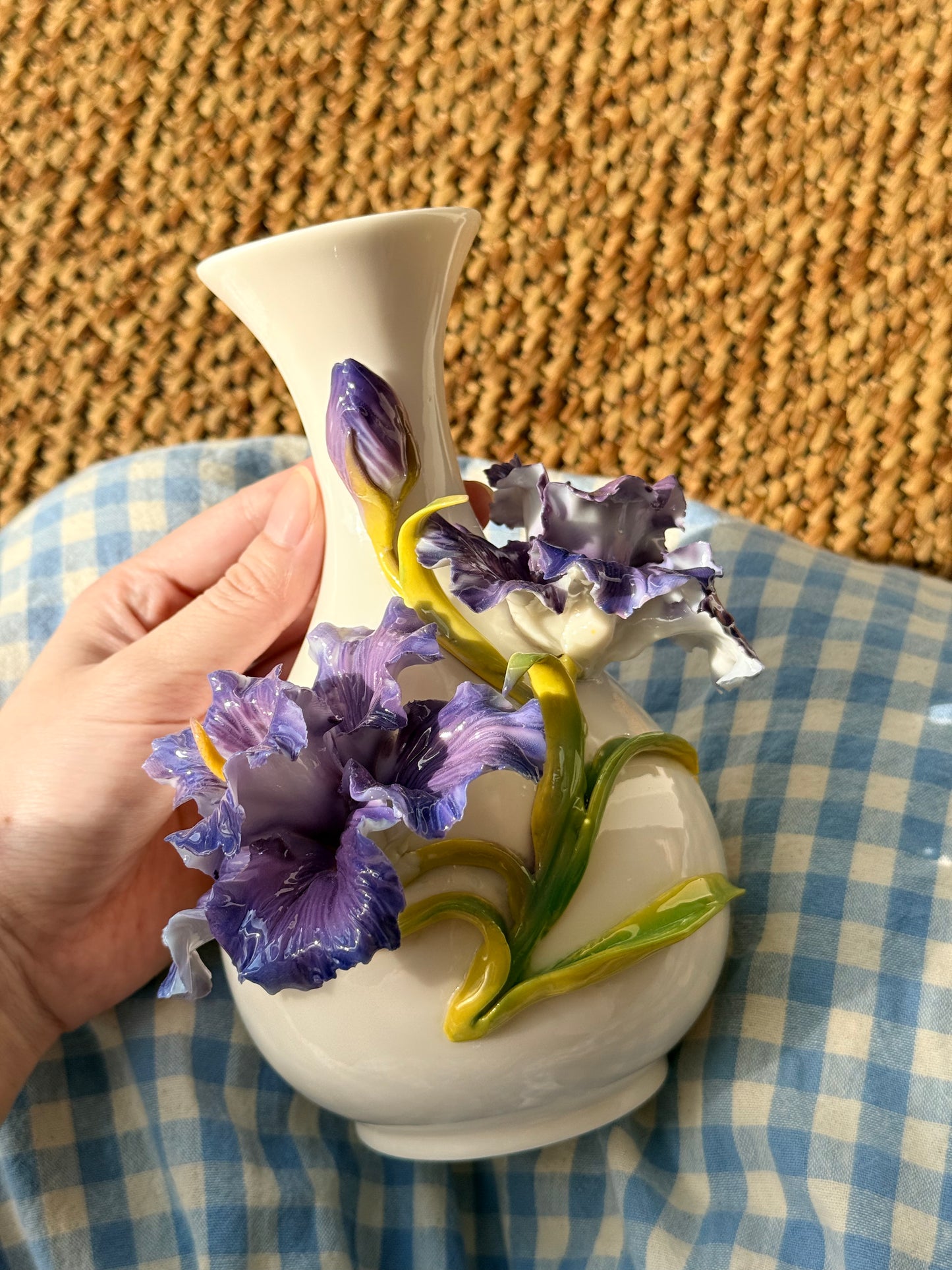 Purple Iris Ceramic Vase