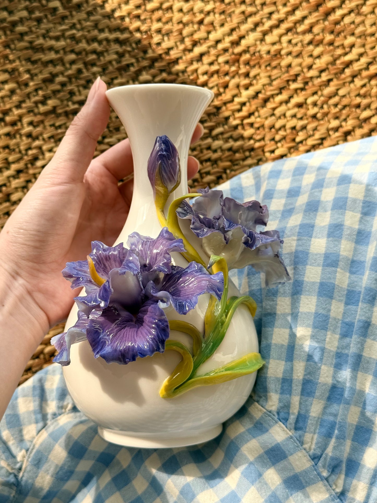 Purple Iris Ceramic Vase
