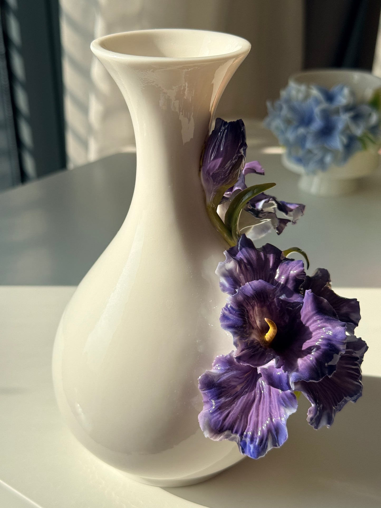 Purple Iris Ceramic Vase