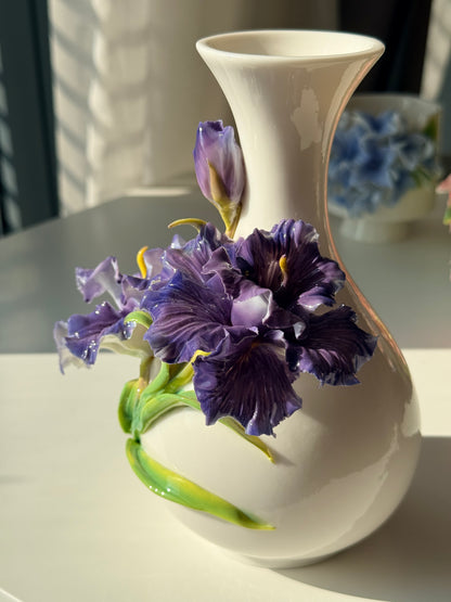 Purple Iris Ceramic Vase