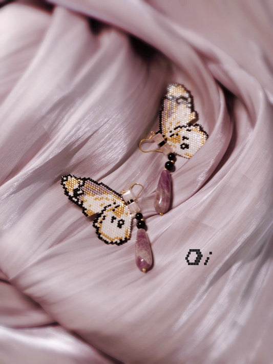 Purple Butterfly MIYUKI Beaded Earrings