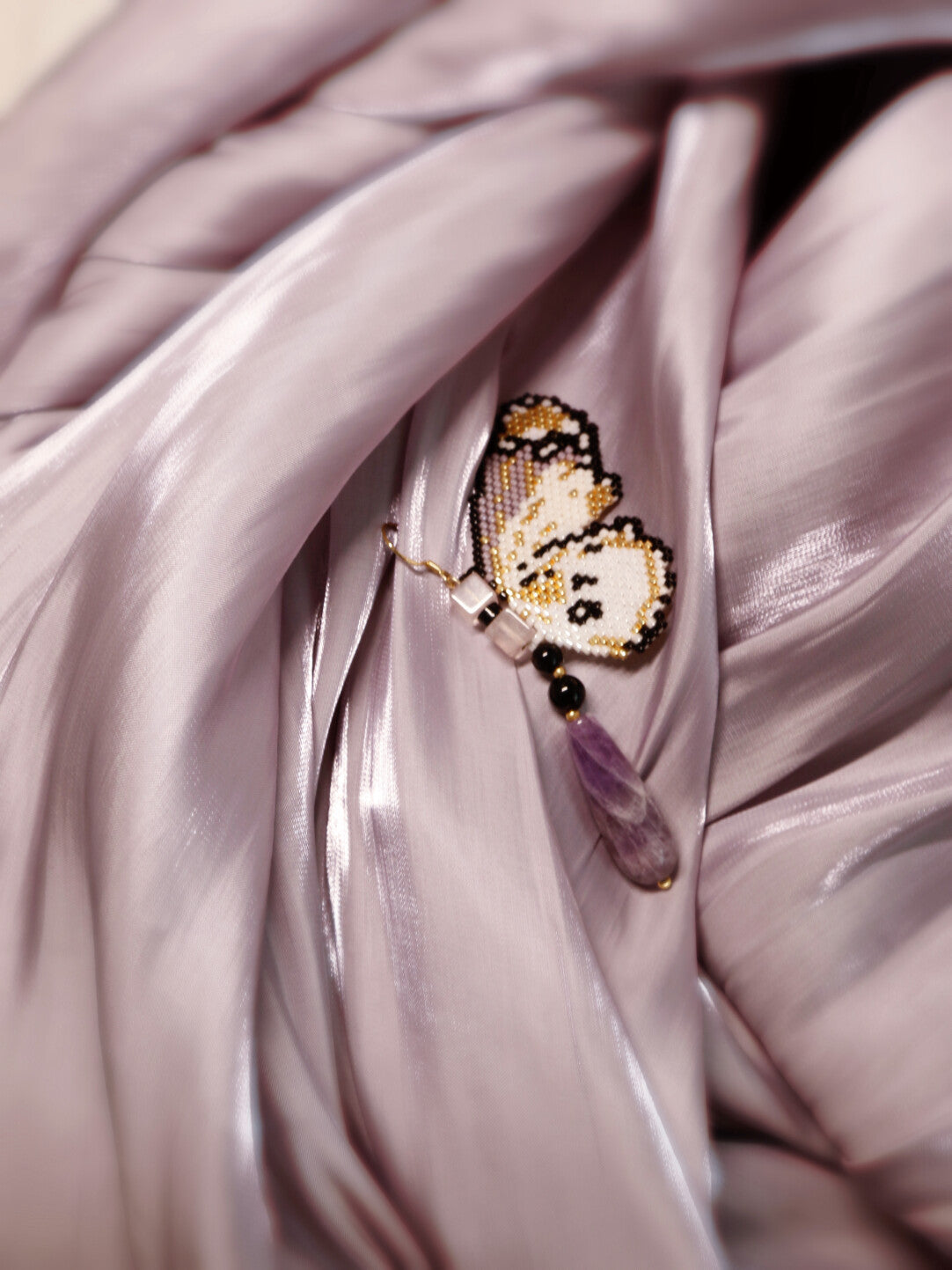 Purple Butterfly MIYUKI Beaded Earrings