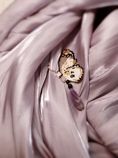 Purple Butterfly MIYUKI Beaded Earrings
