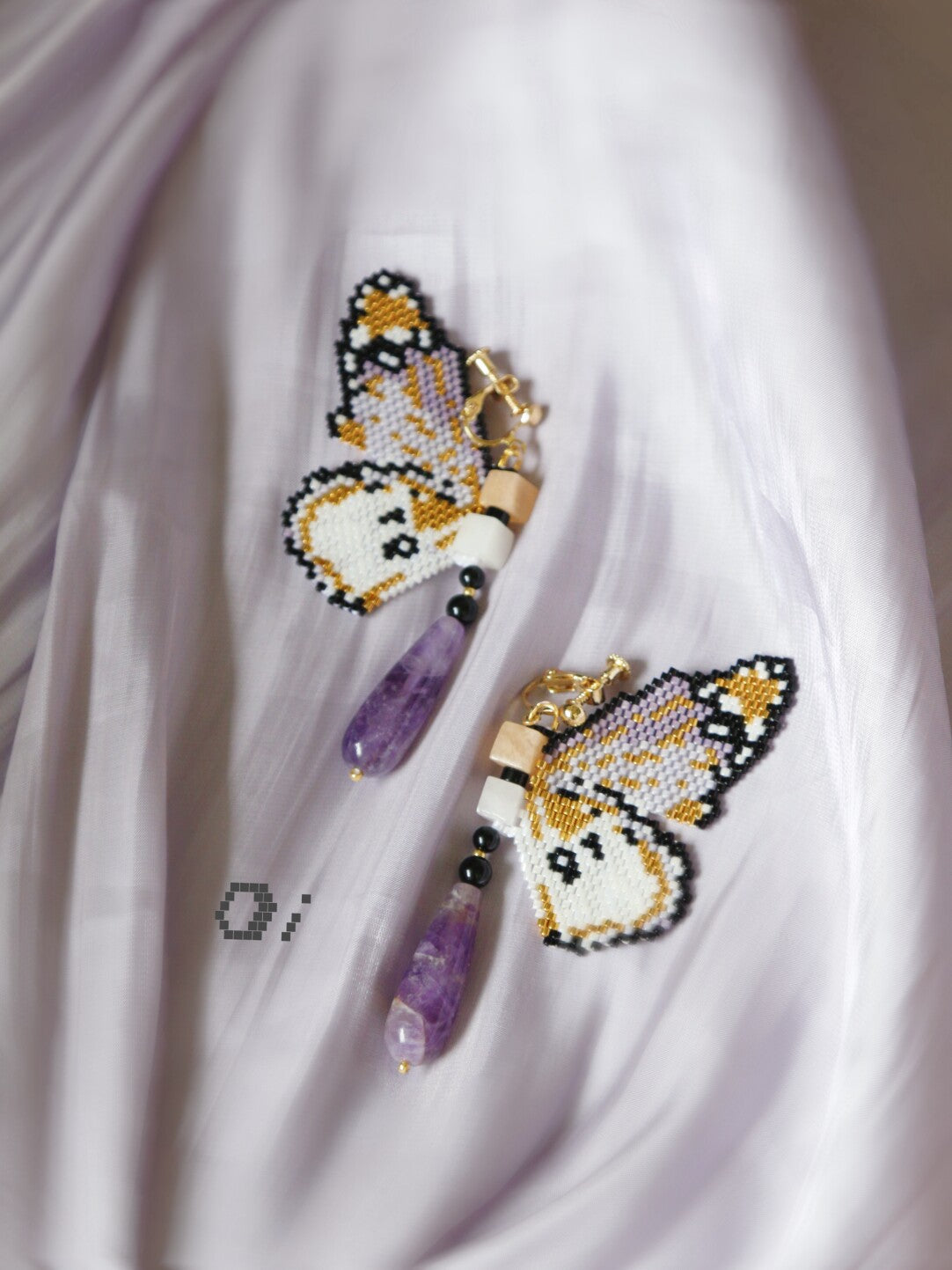 Purple Butterfly MIYUKI Beaded Earrings
