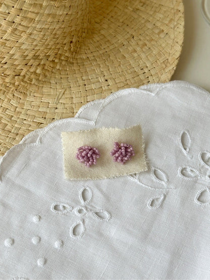 Purple Mini Flower Beaded Earrings