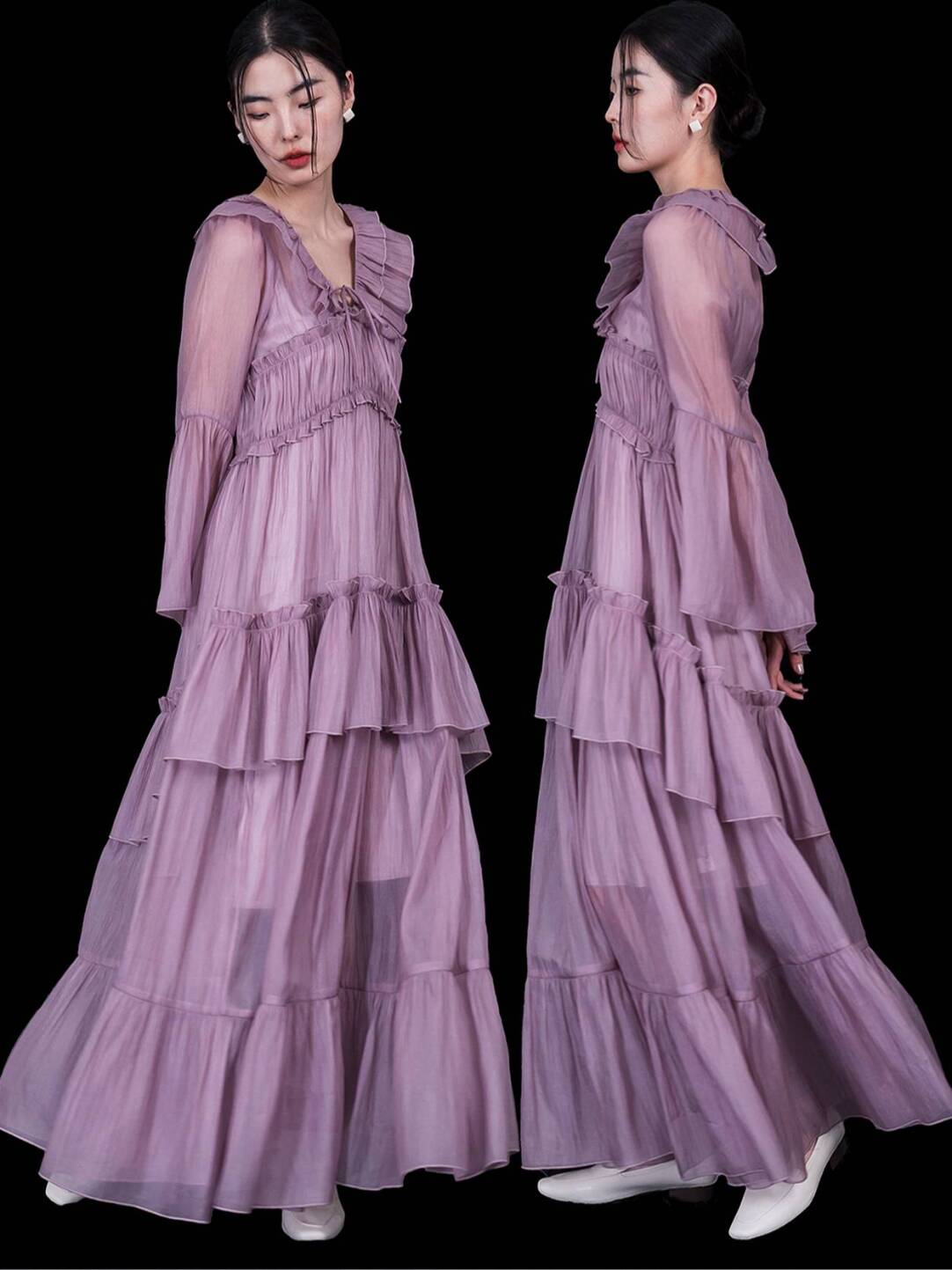 Purple Ruffled Tiered Maxi Dress | Dress | Three Fleas