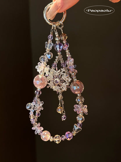 Purple Snowflake Sparkle Beaded Phone Charm