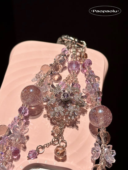 Purple Snowflake Sparkle Beaded Phone Charm