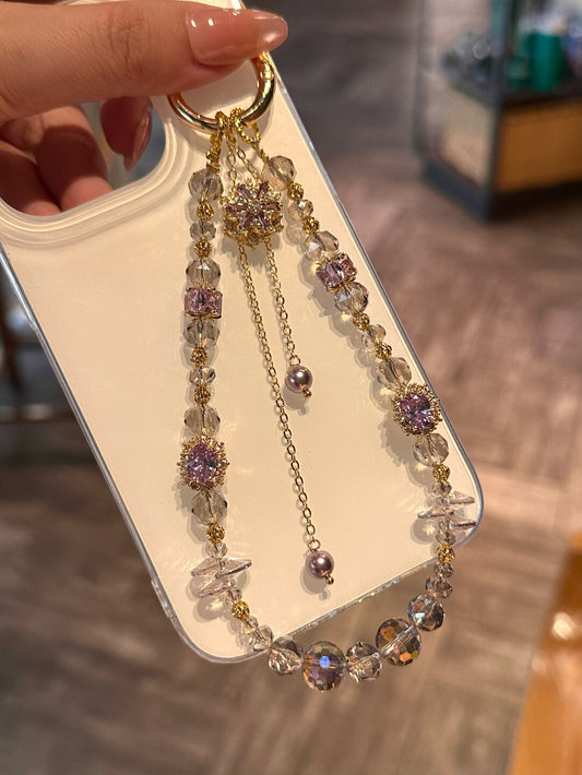 Purple Snowflake Sparkling Beaded Phone Charm