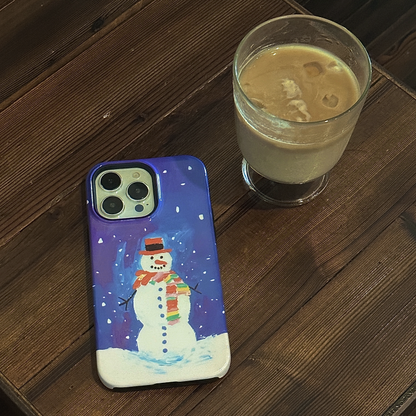 Purple Snowman Printed Double Layer Phone Case