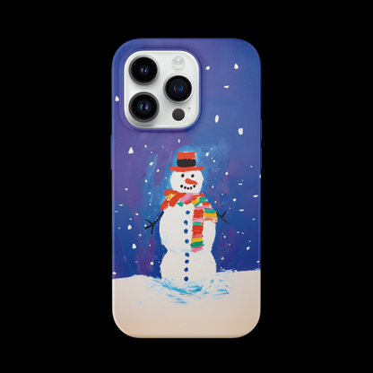 Purple Snowman Printed Double Layer Phone Case