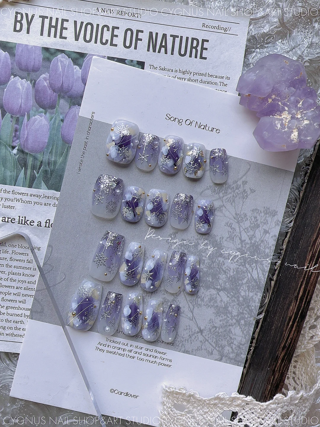 Purple Snowy Land Press On Nails Set