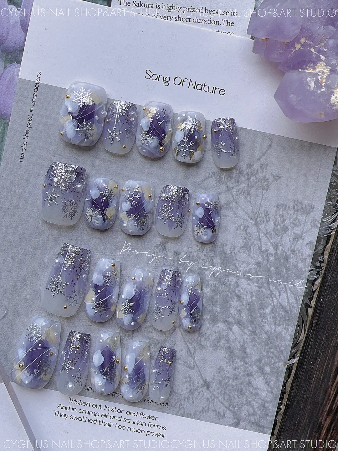 Purple Snowy Land Press On Nails Set