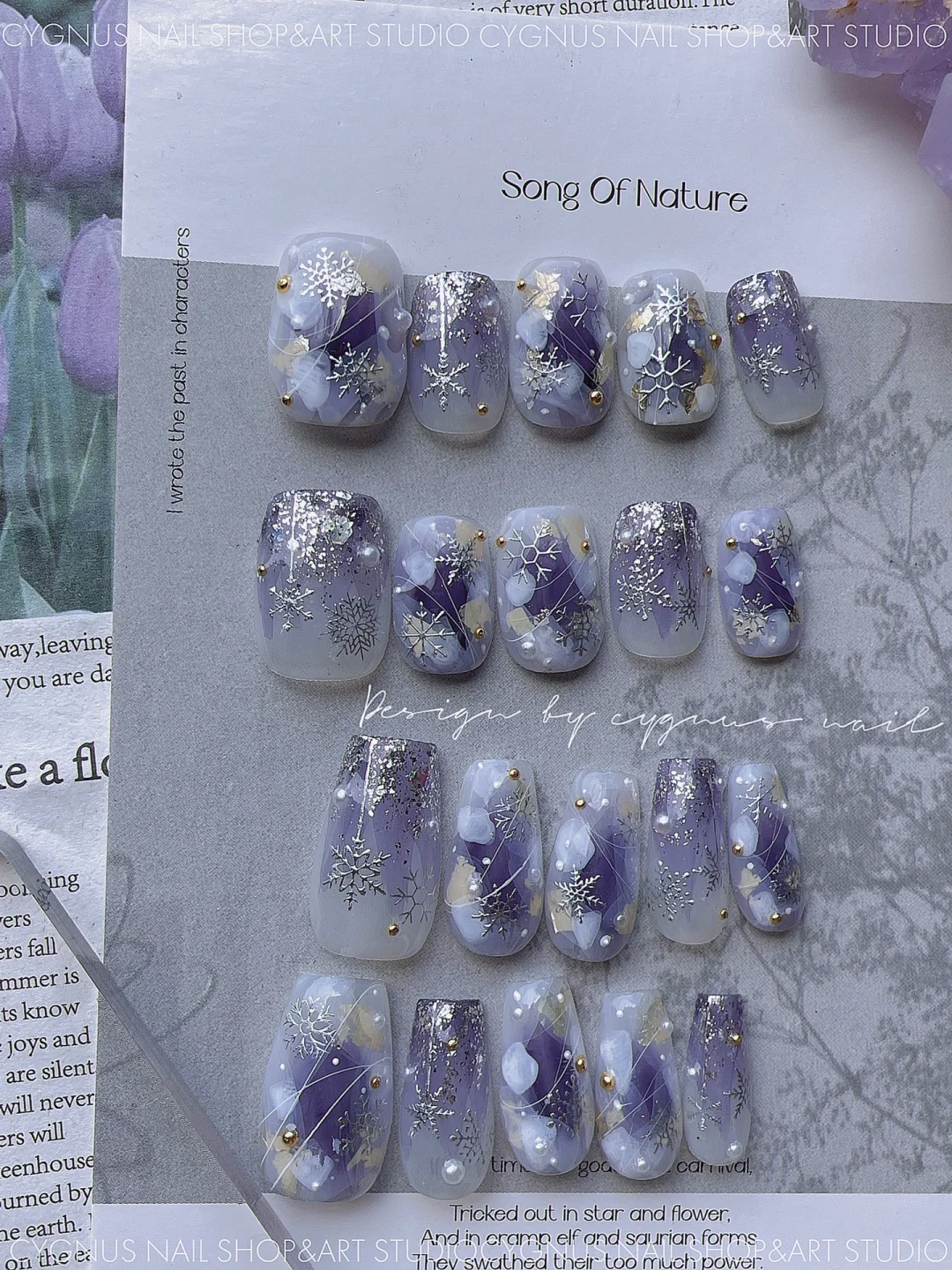 Purple Snowy Land Press On Nails Set