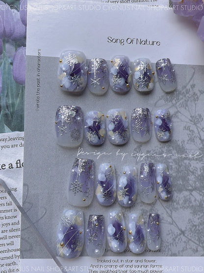 Purple Snowy Land Press On Nails Set