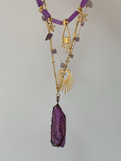 Purple Spirit Original Button Layered Choker Necklace